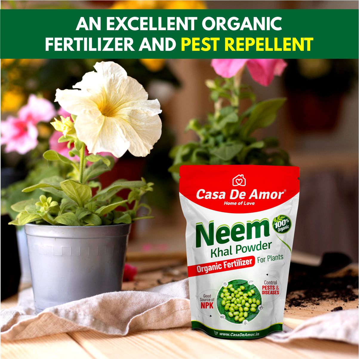 Neem Cake Powder Organic Fertilizer and Pest Repellent for Plants 1 KG |  Nutrimax Organics