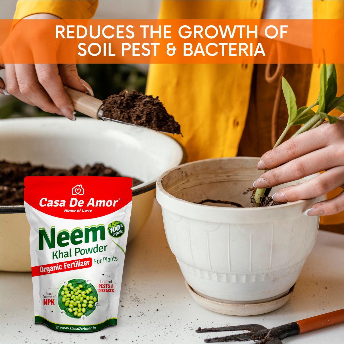 Casa De Amor Neem Cake Powder Organic Fertilizer and Pest Repellent for Plants (Also Known Neem Khal Powder)