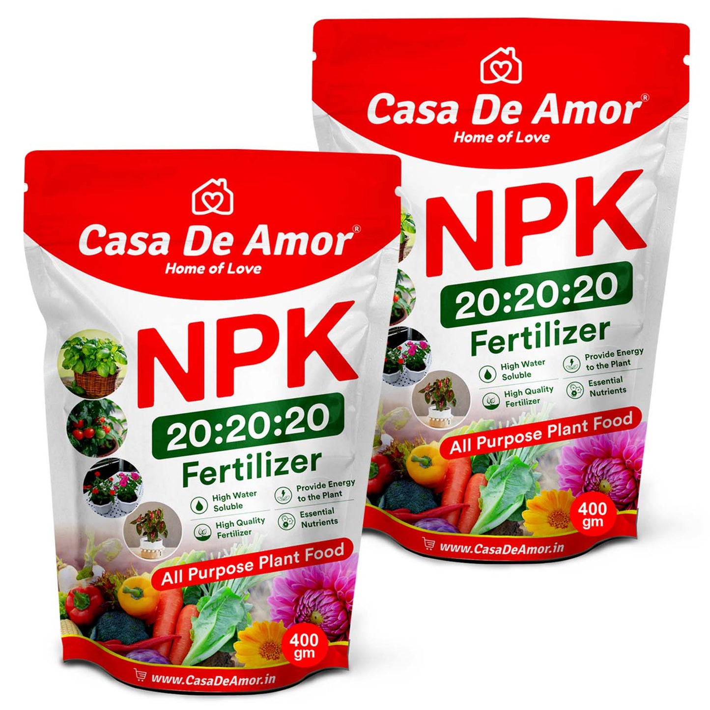 Casa De Amor NPK 20 20 20 Fertilizer for Plants and Gardening Complete Plant Food, Growth Boost and Flowering