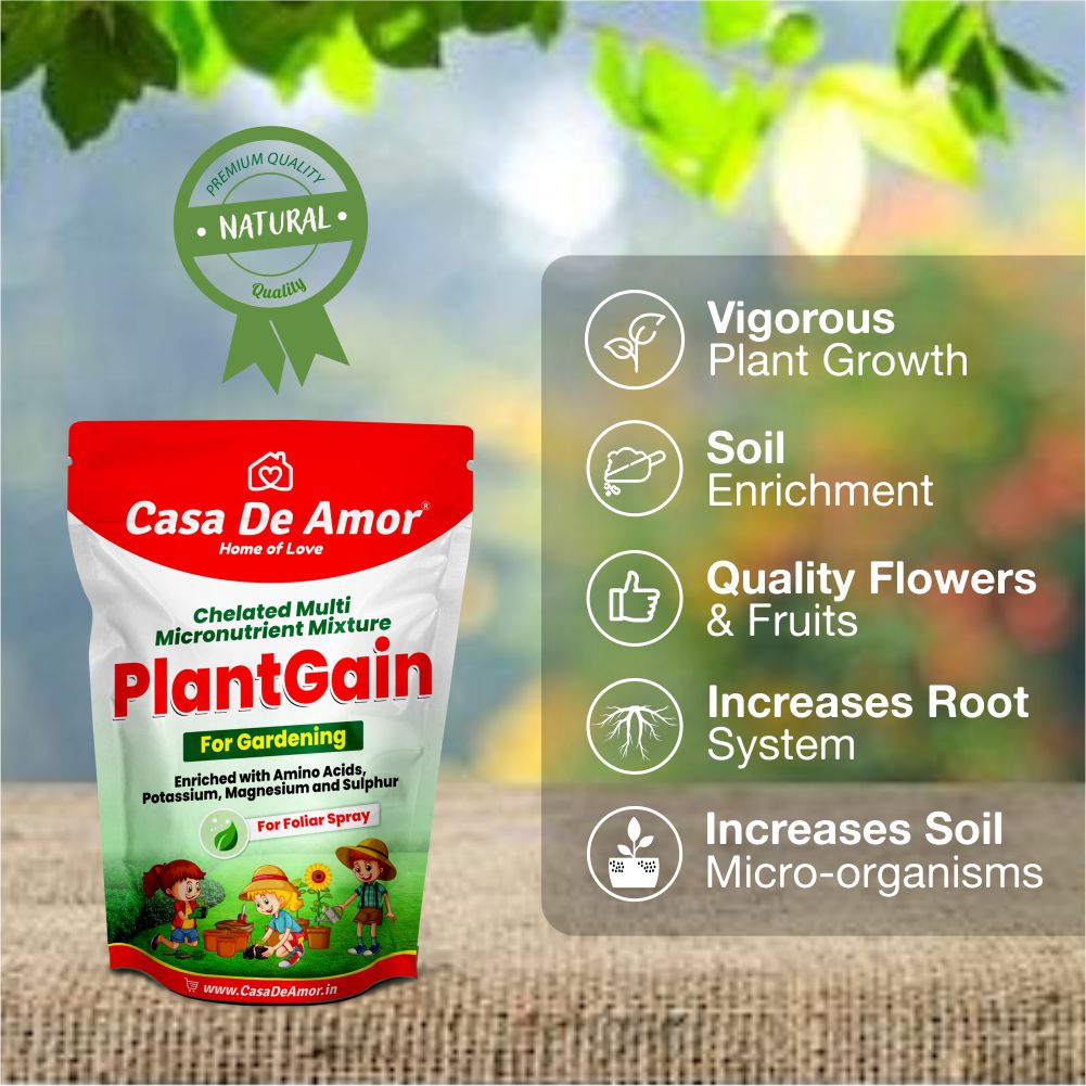 Casa De Amor Plant Gain Chelated Multi Micronutrient Mixture, Foliar Spray for All Plants, Boosts Photosynthesis and Corrects Common Yellowing