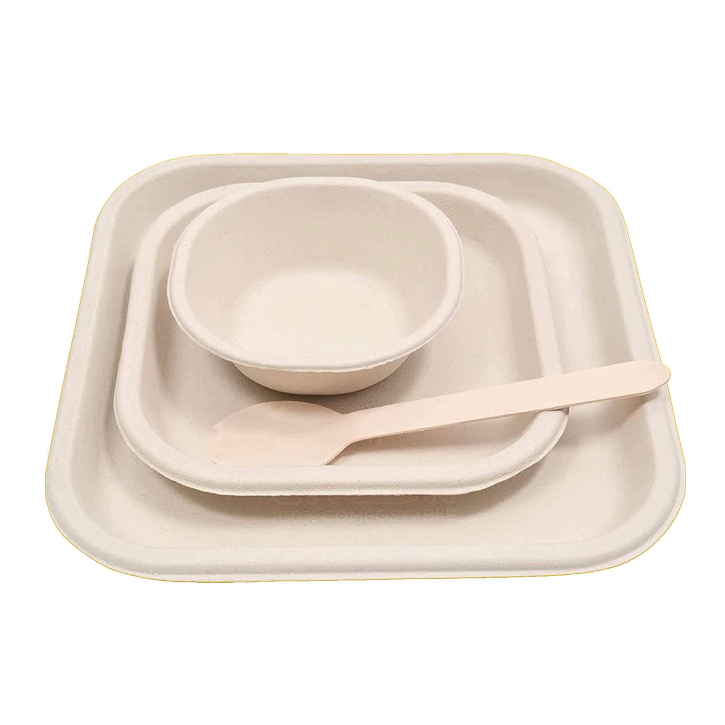 6-Inch Square Paper Plates Bagasse Sugarcane Plates - 50-Pack
