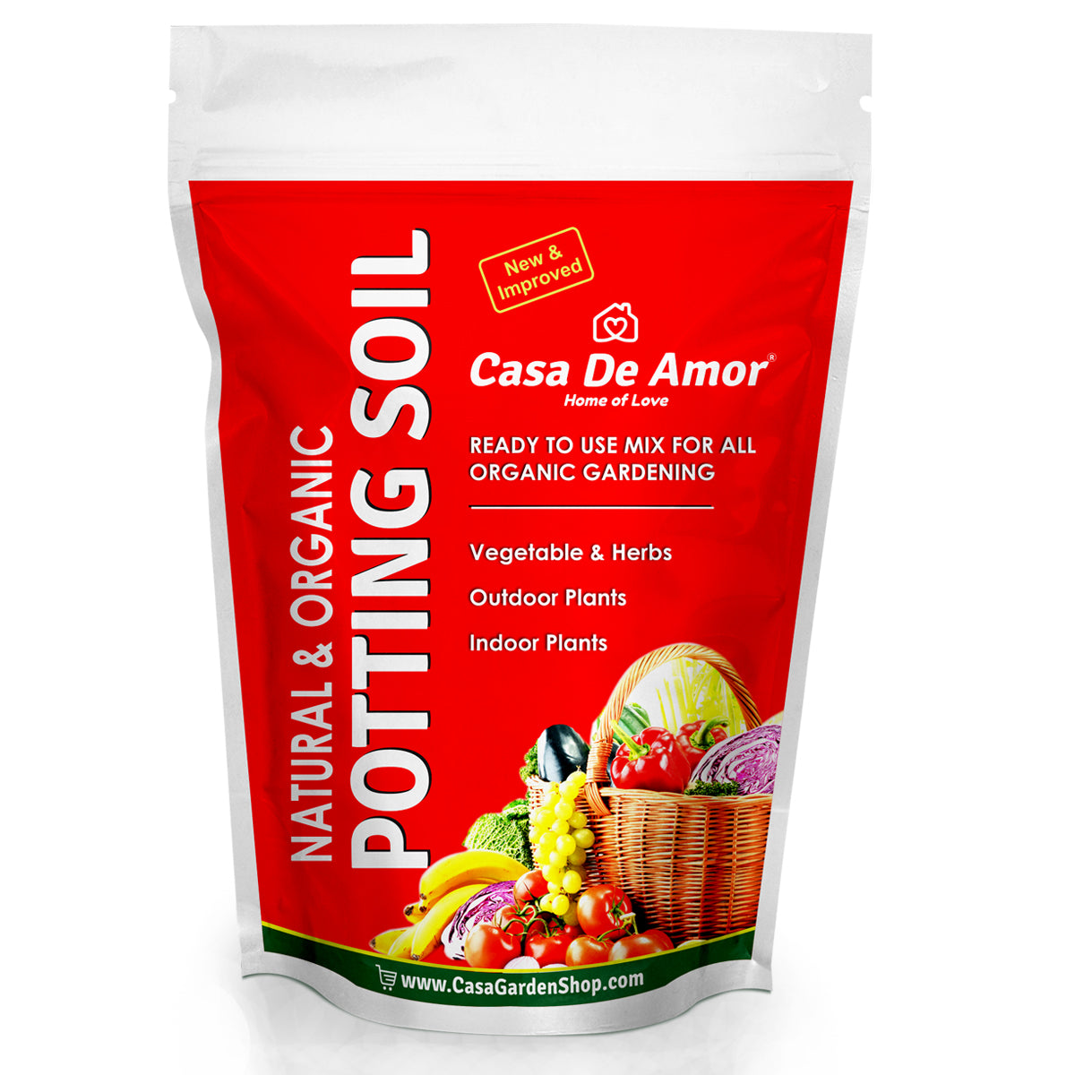 Casa De Amor Natural Potting Soil Mix with Organic Fertilizer for Flowers, Vegetables and Air Purifier Plants