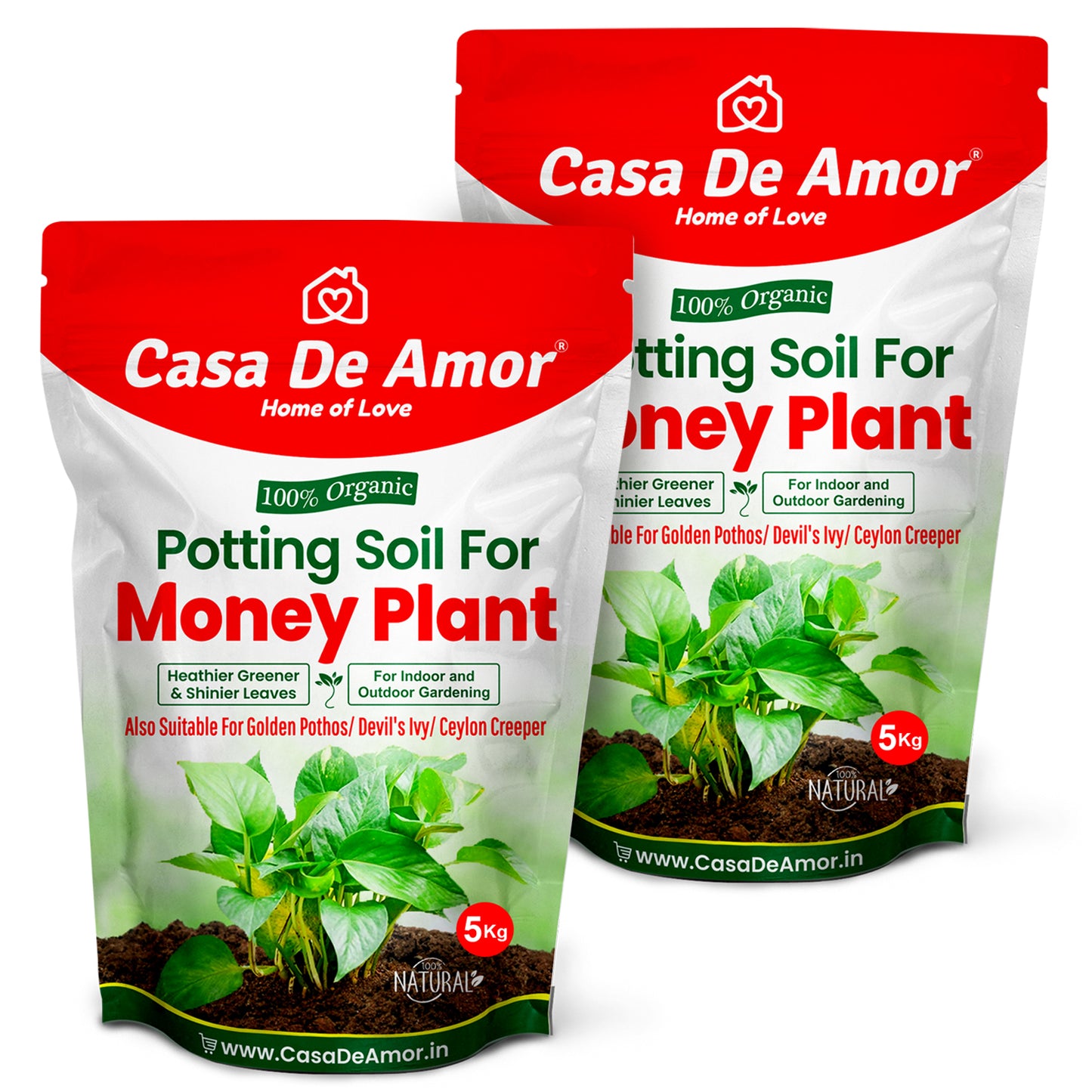 Casa De Amor Enriched Organic Potting Soil Mix for Money Plant, Devil's Ivy, Ceylon Creeper | Light Weight | Ready to Use