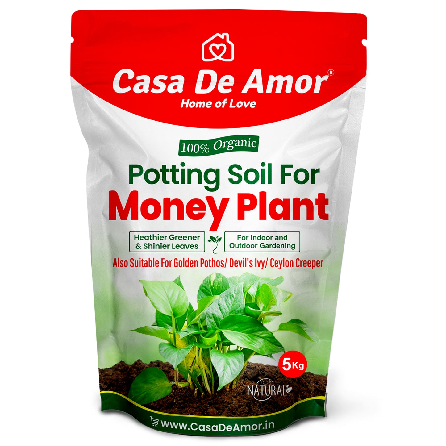 Casa De Amor Enriched Organic Potting Soil Mix for Money Plant, Devil's Ivy, Ceylon Creeper | Light Weight | Ready to Use