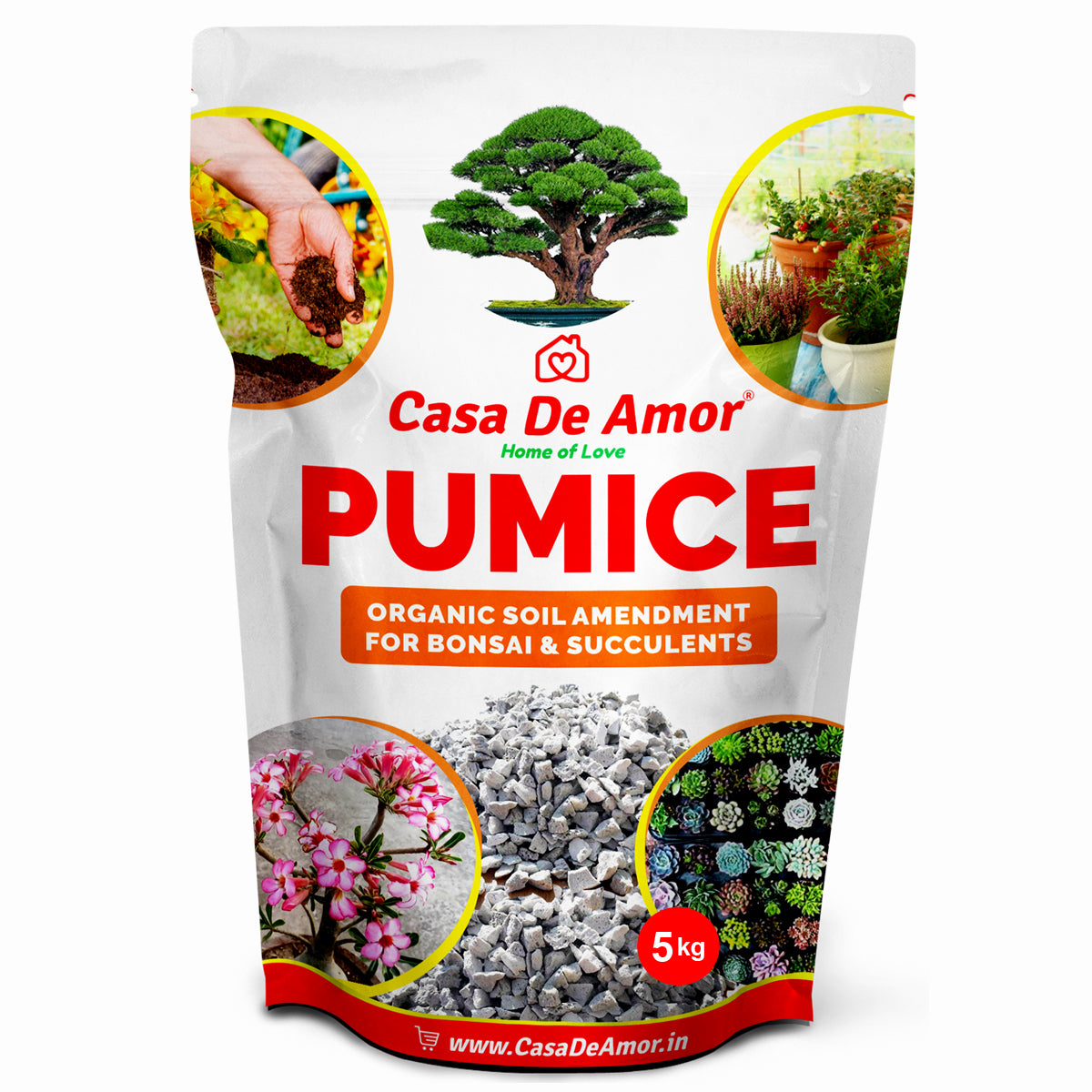 Casa De Amor Pumice Organic Soil Amendment for Bonsai, Succulents and Cactus Plants