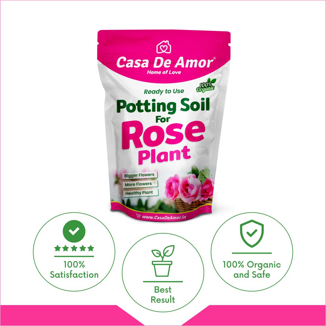 100% organic and safe potting soil for rose plants 